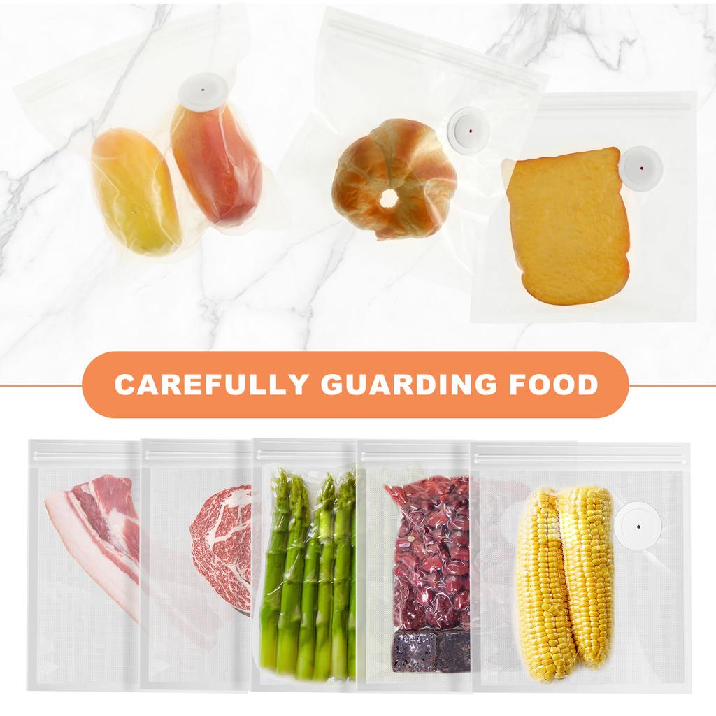 30Pcs Vacuum Sealer Bag Reusable Vacuum Storage Seal Bag Sealed Food Preservation Air Valve Bags for Food Freshness Preservation
