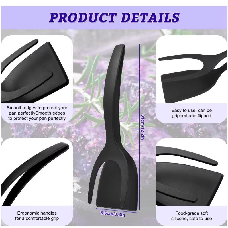 2-in-1 Nylon-Griff-Wenderzange mit Eierspatel und Steakzange Pfannenwender Küchenwerkzeuge Kochzubehör