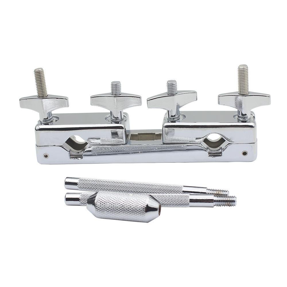 2 Hole Design Drum Clamp Holder Silver Iron Connecting Bracket Drum Set Accessory  For Drum Set