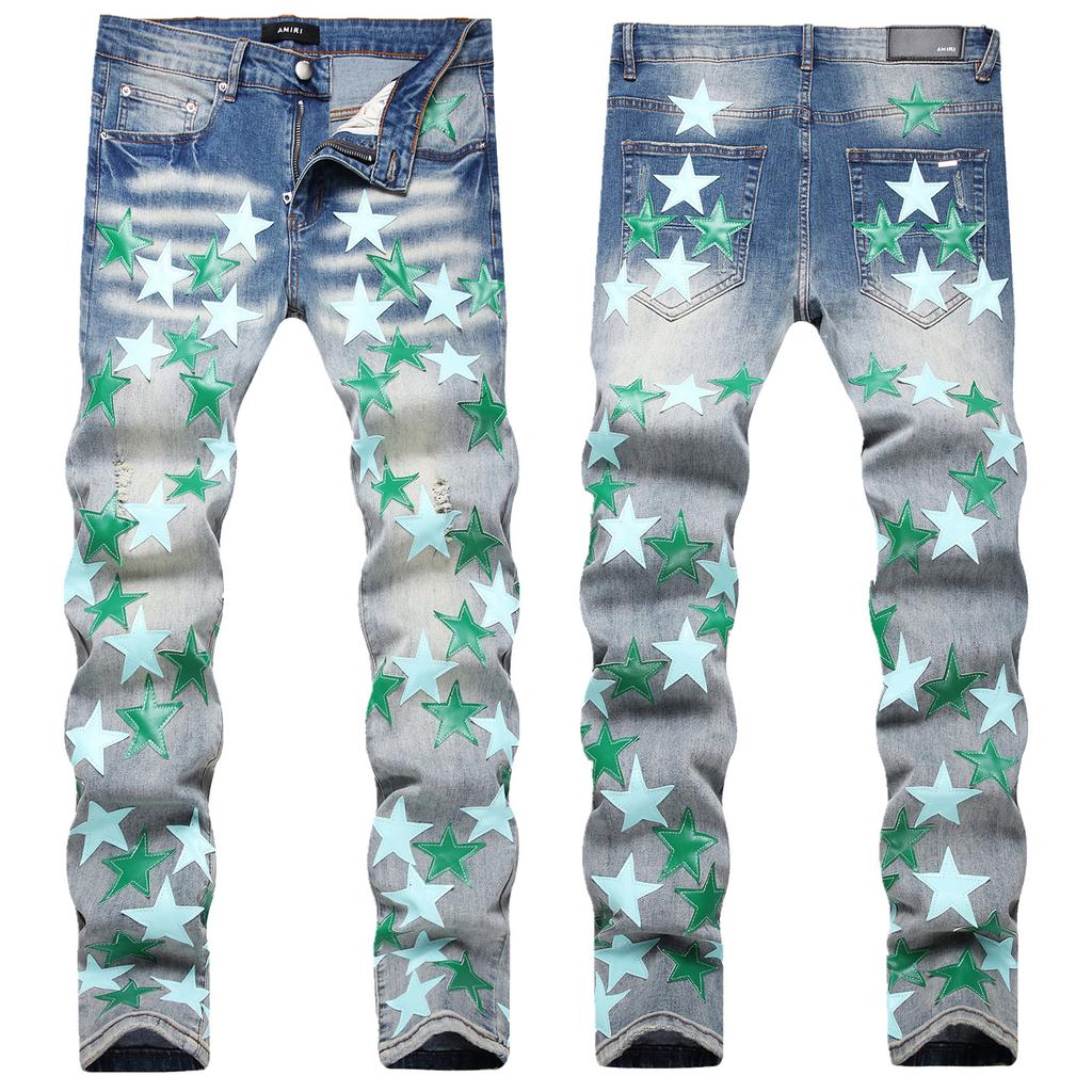 Trendy Star Zhangzi Retro Slim Fit Small Leg Pants Men's Pants Piercing High Street Jeans Men