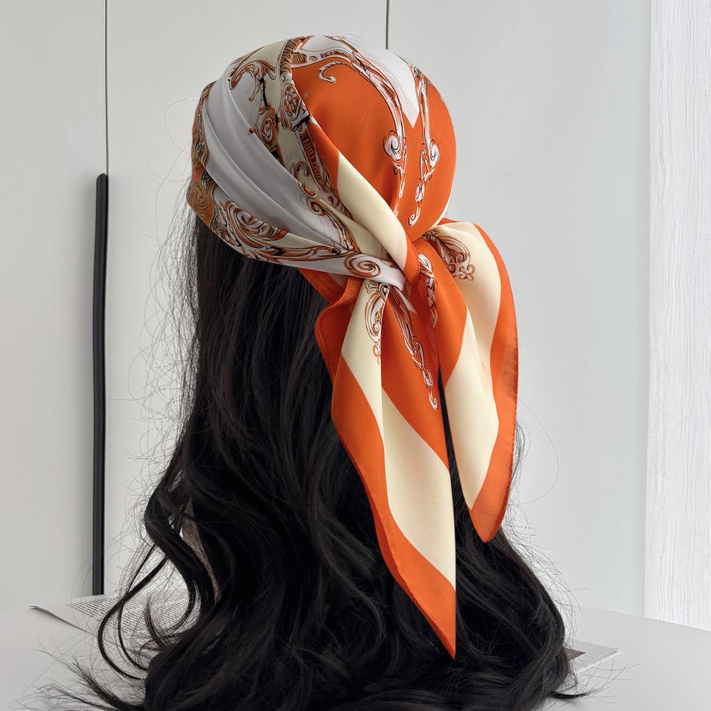 1 Pcs 27.5 Inches Satin Head Scarf Silk Like Hair Scarf Stain Bandana Hair Wrap Neck Scarf For Women(Brown)