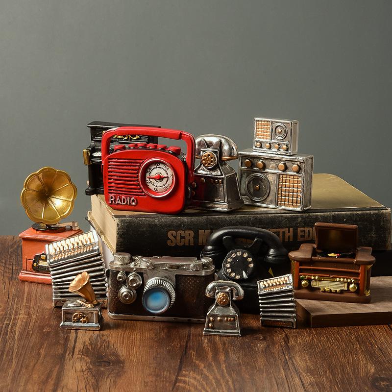 Nostalgia Retro Room Decor Miniature Items Ornaments Camera Phonograph Vintage Desk Home Decoration Accessories Photo Props