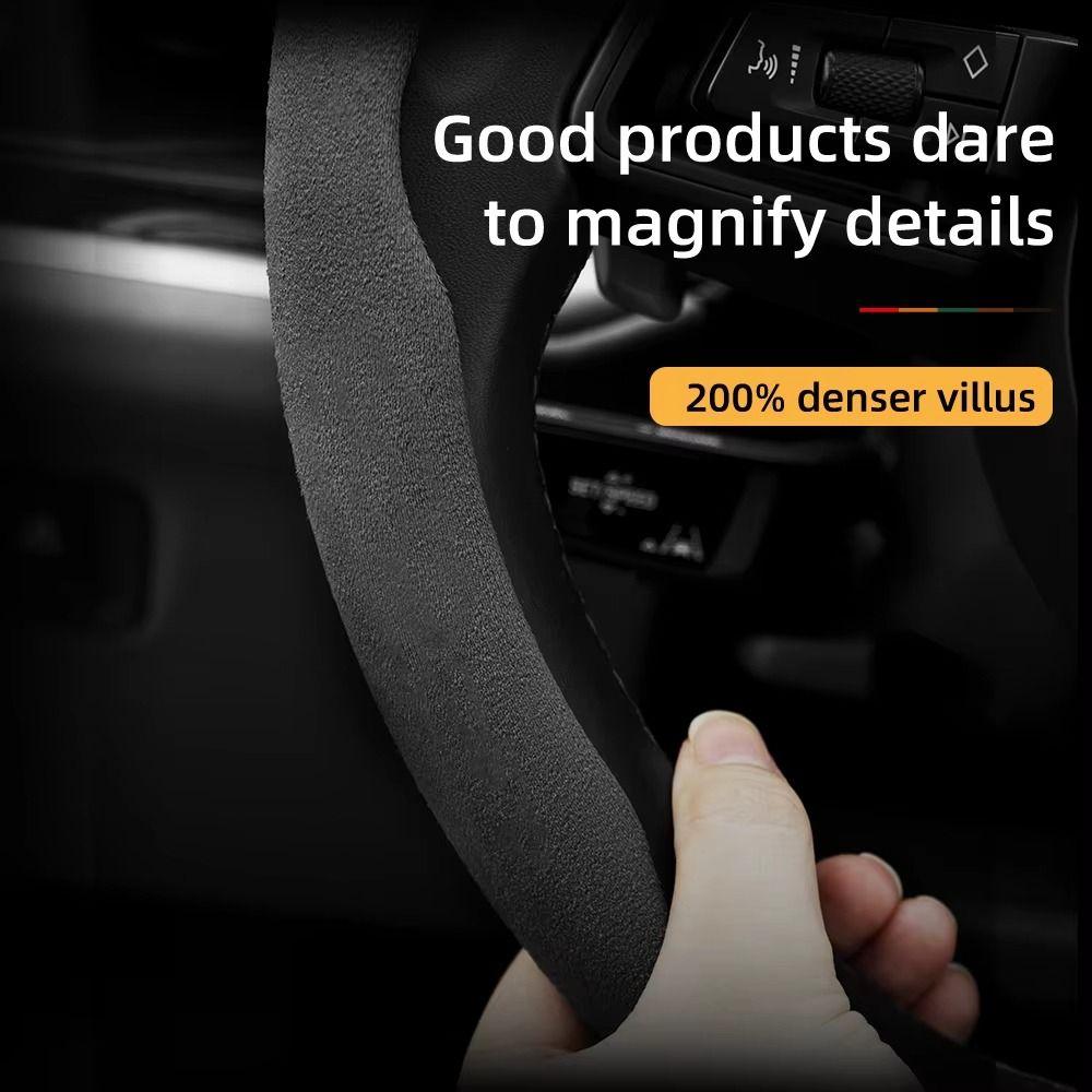 2pcs Ergonomic Faux Suede Cover Breathable Material Snap-On Cover  Year-Round Driving