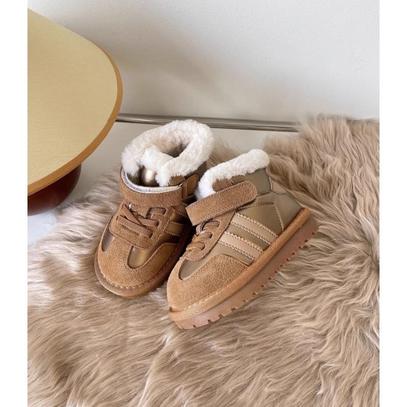 Koreanische version casual kinder schnee stiefel pelz integrierte verdickt samt baby baumwolle schuhe mädchen brot schuhe