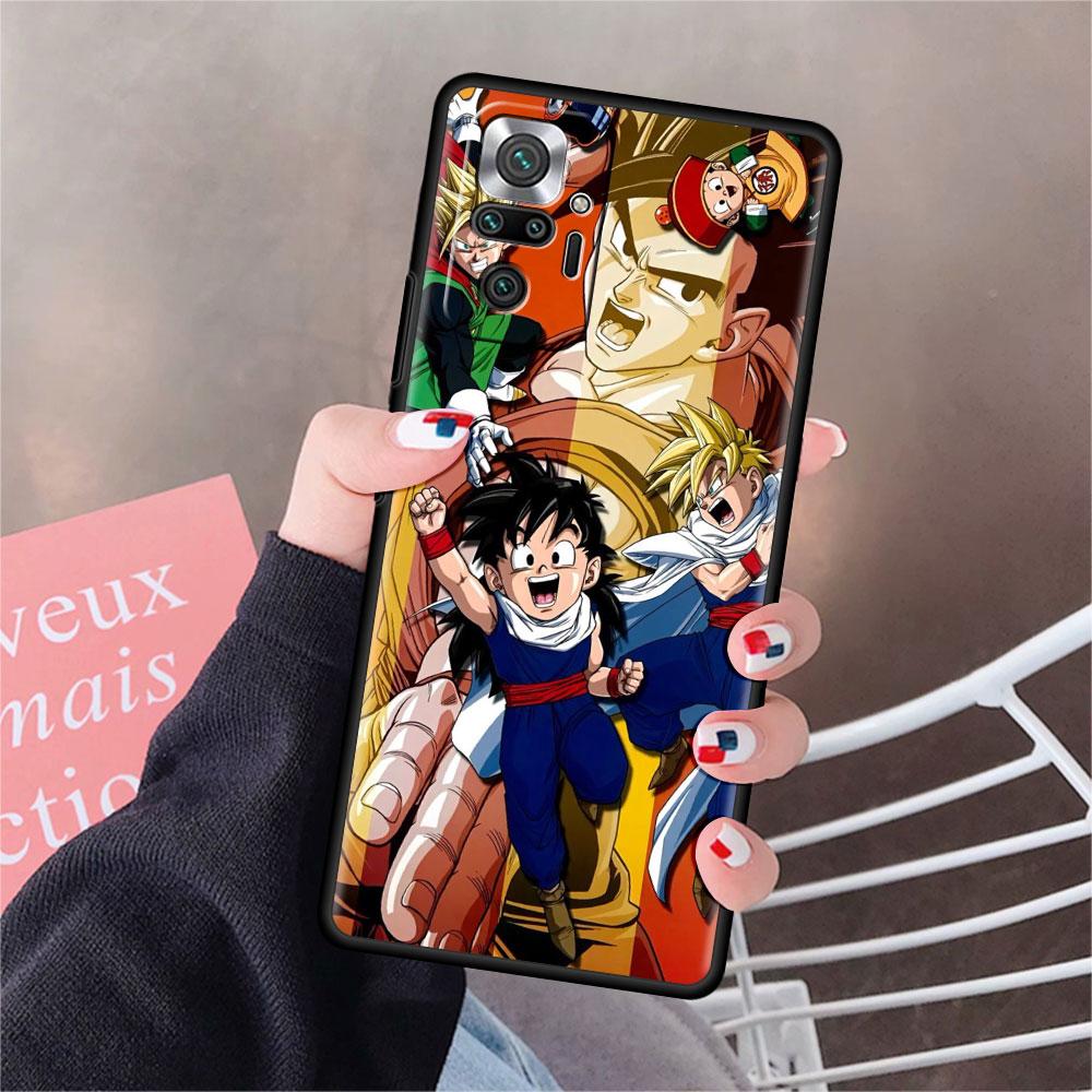 Luxury Black Phone Case For Xiaomi Redmi Note 11 10 9 8 7 Pro 9S 9A 9C 10s 8T K40 10C 10S Funda Cover Beerus Dragons Anime