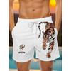 Quick Dry Tiger Lion Dragon Print Beach Trunks Men Casual Loose Drawstring Waist Swim Shorts New Summer Hawaiian Sports Bottoms