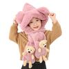 Children's Hat and Scarf Integrated Hooded Scarf Parent-child Cute Bear Mask Plush Warm Ear Protection Cold Hat
