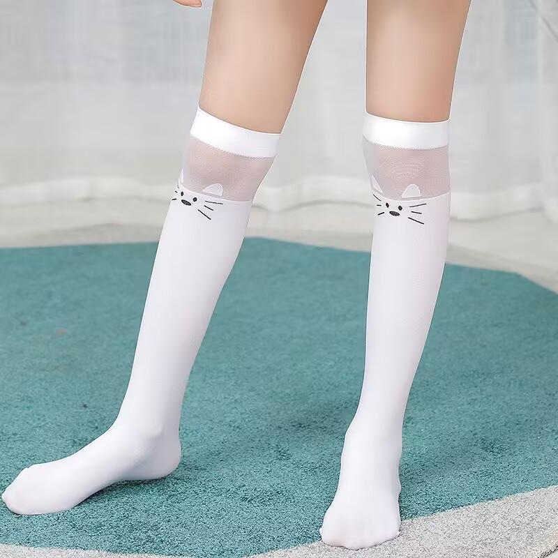 5PC Frühling Sommer Kinder Strümpfe Kinder Samt Kniestrümpfe Weiße Strümpfe für Mädchen Schulsocken Strümpfe Dicke Oberschenkel