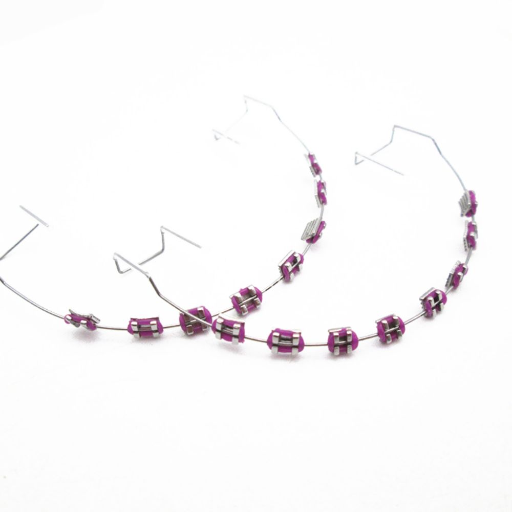 1 Pair Colorful Temporary Tooth Decoration with Metal Wires Fake Brackets Orthodontic Ligature Ties Dental Decorations Braces