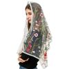 Floral sheer Shawl Embroidered Floral Shawl Headscarf Tudung Hijab Headcovering Scarf Church Shawl Wraps For Women