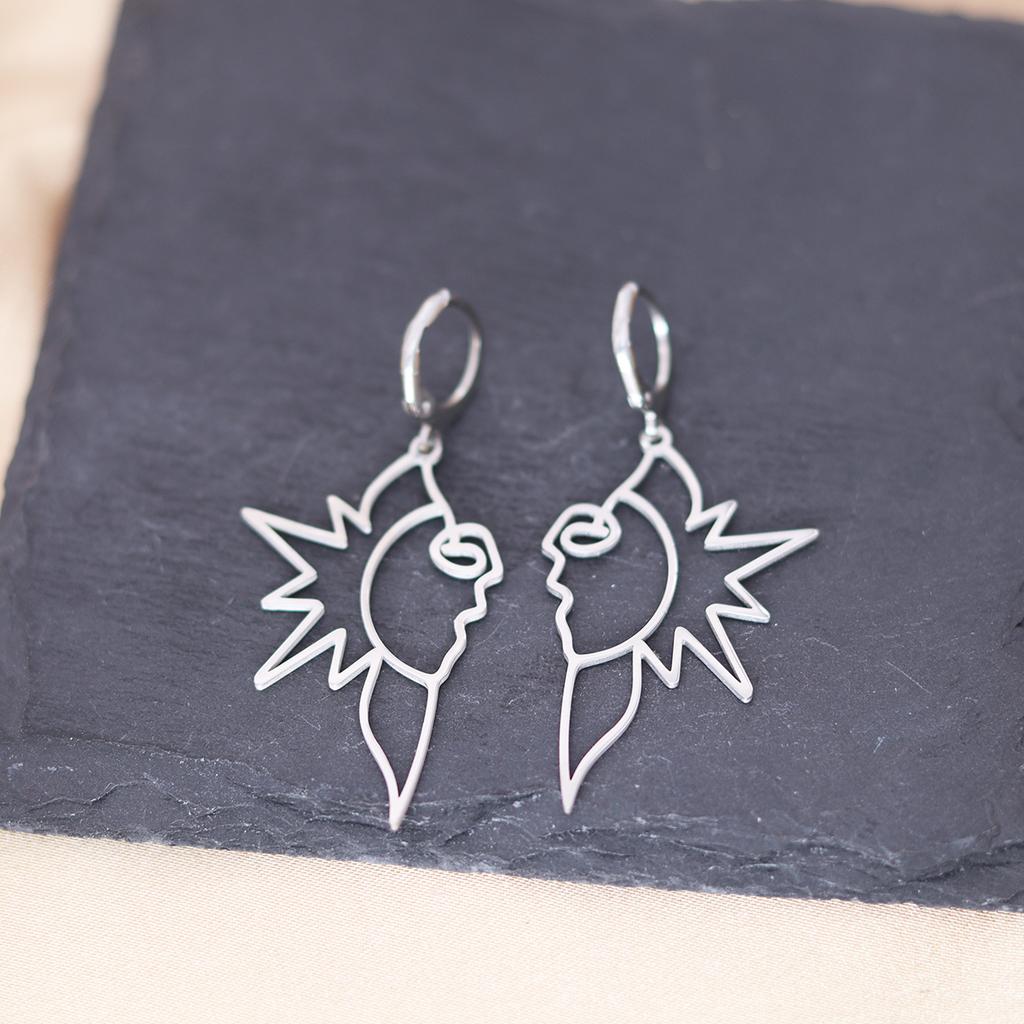 Kinitial Stainless Steel Gate To The Sky Raindrop Cloud Galaxy Solar System Ufo Ghost Earrings For Women Trendy Piercing Jewelry