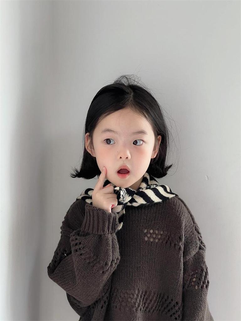 Korean Striped Color Block Children's Headscarf - Baby Warm Neck & Head Wrap Hat