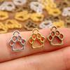 3 Colors 11x13mm Alloy Double-Sided Hollow Dog Paw Charms for DIY Jewelry