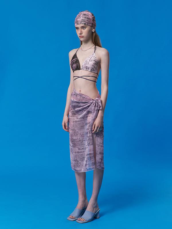 KIRSH Collection Print Wrap Skirt [Pink]