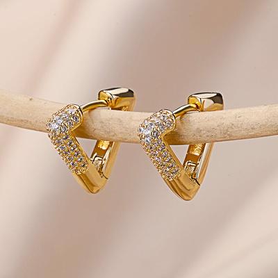Zirkon Dreieck Ohrringe Für Frauen Edelstahl Geometrisch Piercing Creolen Ohrring Trend Hochzeit Ästhetik Schmuck Geschenk Femme
