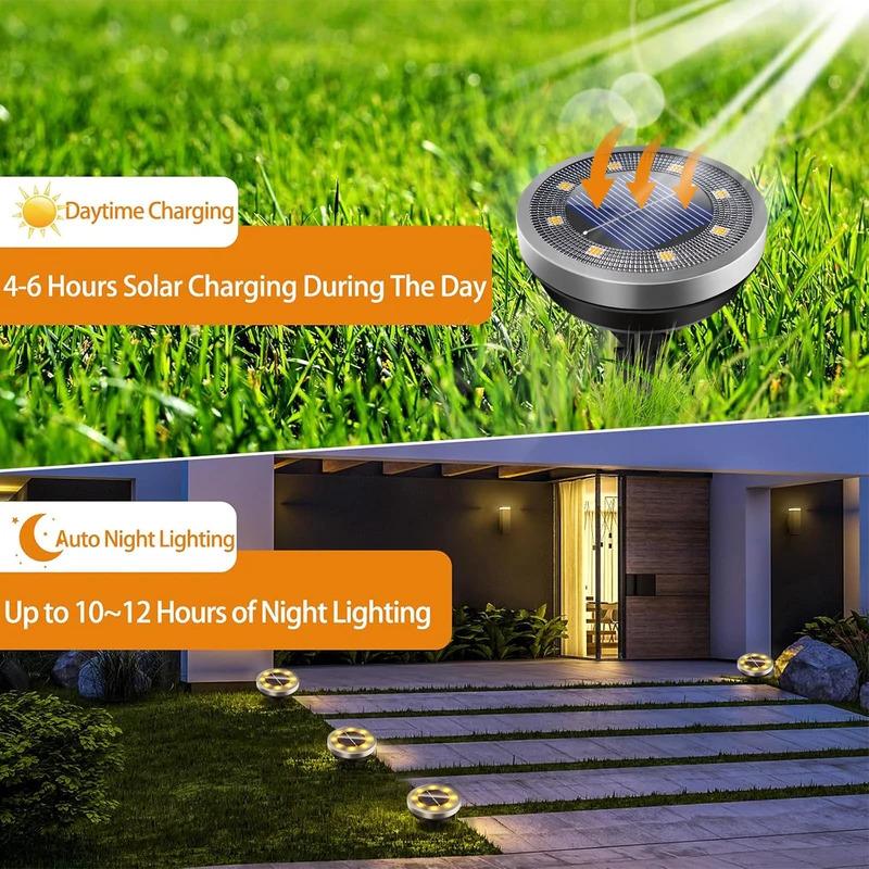 Solar Ground Lights IP65 Waterproof - LED Outdoor Landscape Lights for Yard Lawn Patio Deck