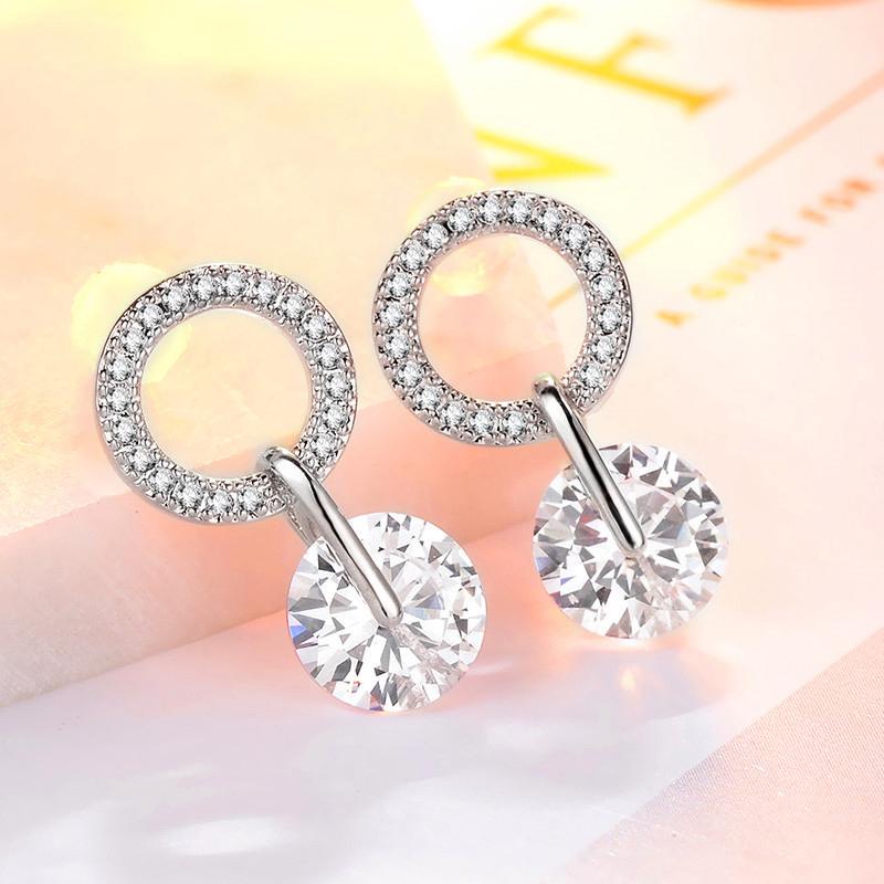 Huitan Fashion Women's Drop Earrings 2021 Trend Zircon Round Cubic Zirconia Stylish Versatile Female Zircon Statement Earrings