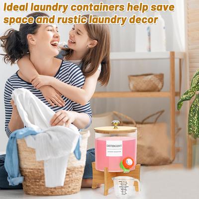Laundry Detergent Dispenser Laundry Soap Dispenser with Stand Organization and Storage Box Faucets Acrylic Laundry Container