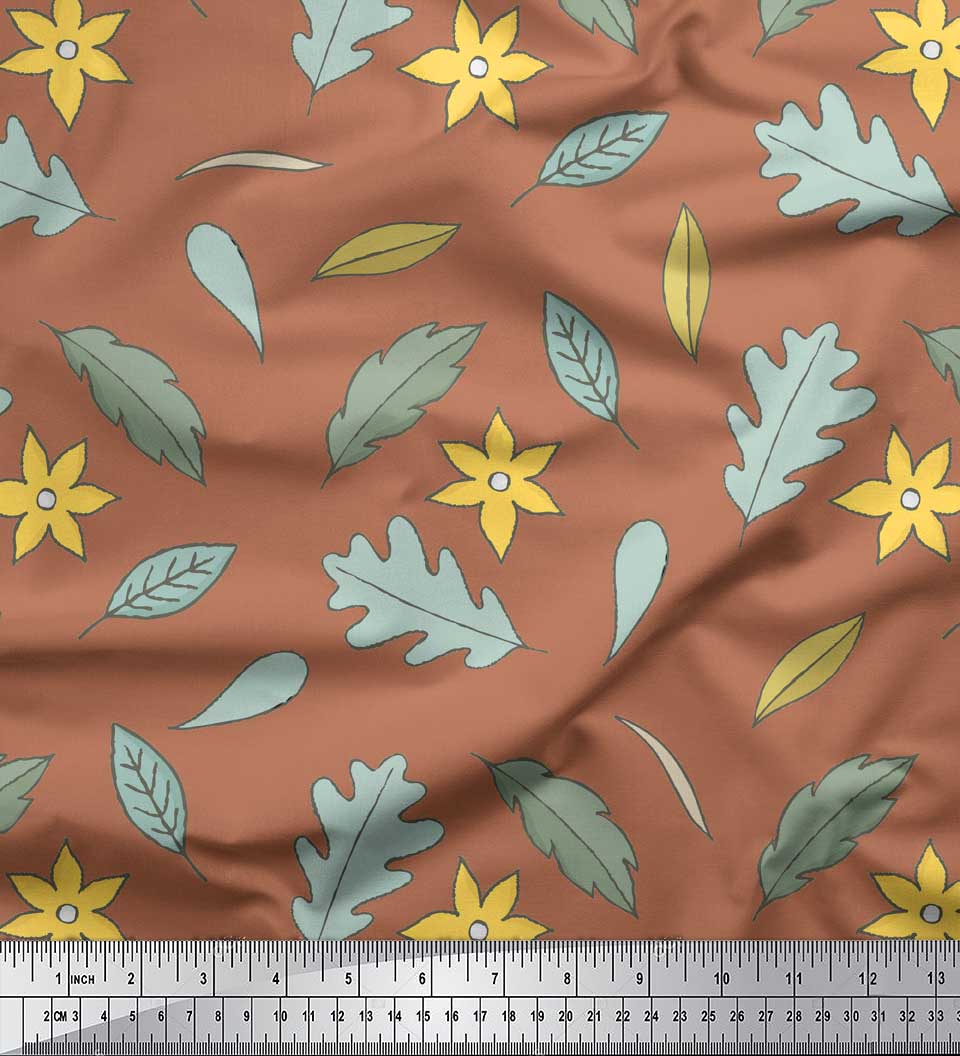 

Тканина Soimoi Grey Japan Crepe Satin Leaf Floral Decor Fabric Printed meter 42 Inch 42 Inch Wide - Poly Crepe коричневий
