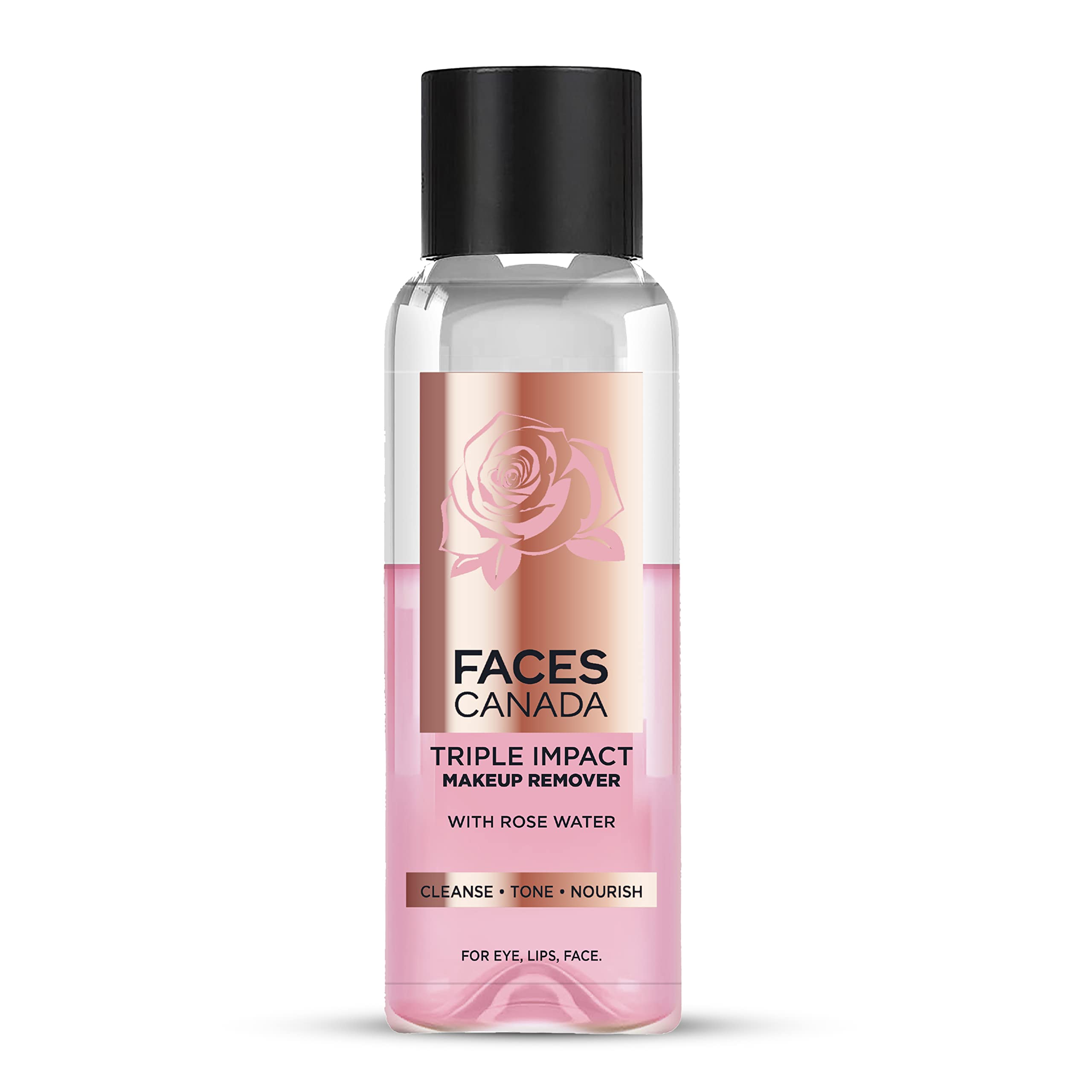 

FACESCANADA Triple Impact Makeup Remover, 120 Ml | With Rose Water | 3-In-1 Cleanse, Tone & Nourish | Deep Cleanses & Removes Makeup For Eyes, Li