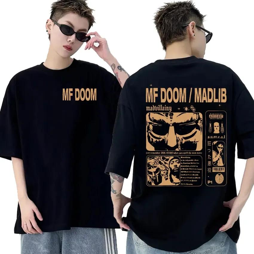 Rapper Mf Doom Graphic T Shirt Madvillainy Metal Music Album T-shirt Men Women Punk Vintage Oversized Cotton Tshirt Streetwear