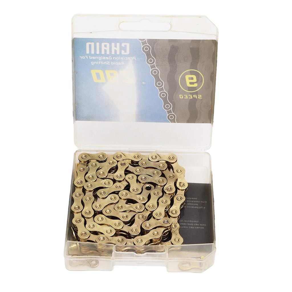 Bike Chain 9 Speed Fully Electroplated Gold Chain Mountain Road Variable Speed Bike Chain Replacement Parts
