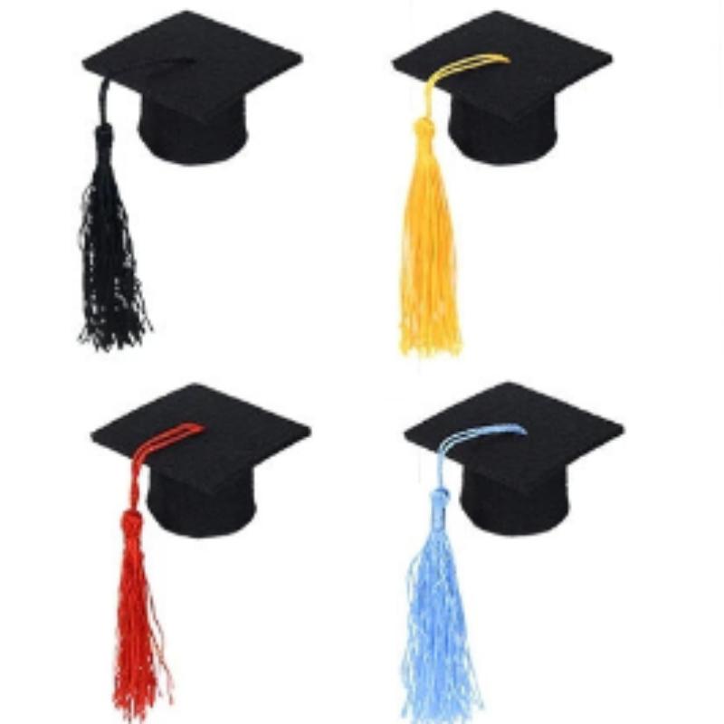 10pcs Graduation Hat, Felt, Mini Doctoral Hat, Tassel Felt, Doctoral Hat, Doll, Wine Bottle, Bouquet Decoration