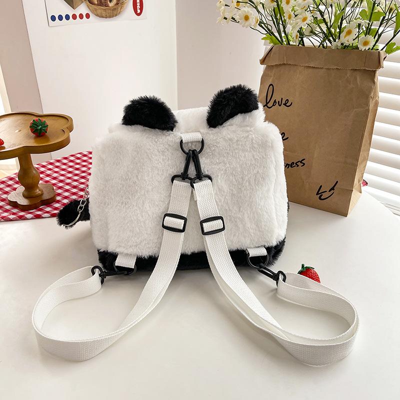Cute Cartoon Panda Doll Bag Girl Heart Student Crossbody Bag Large Capacity Storage Double Shoulder Small Schoolbag