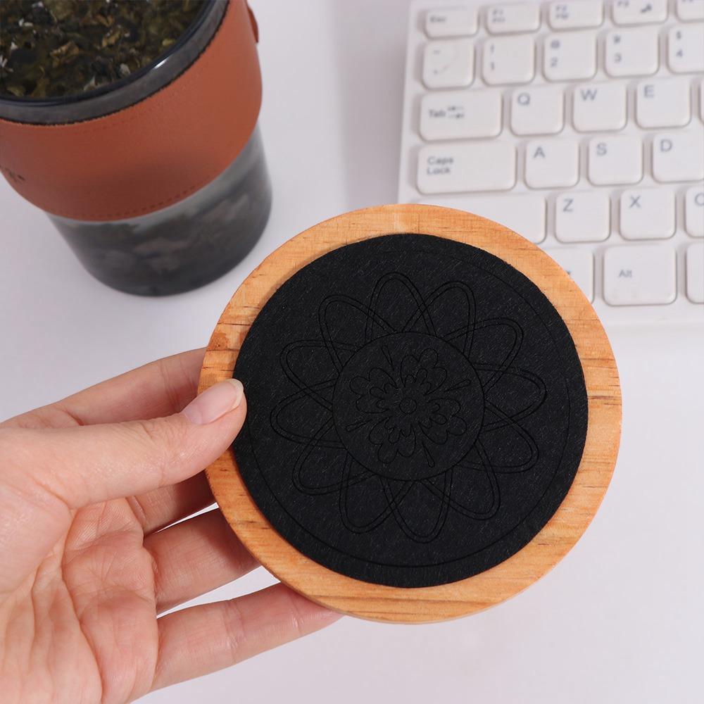 Drink Absorbent Wood Coasters Heat Resistant Wooden Drink Placemats Felt Wooden Tea Mat  Office