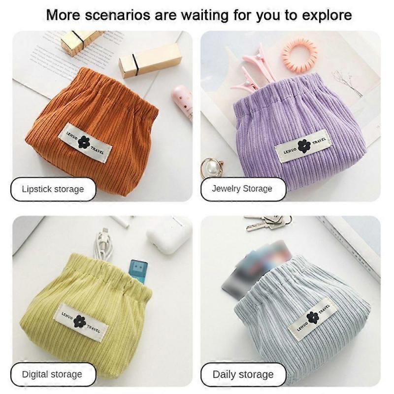 Corduroy Elastic Hair Tie Organizer Corduroy Elastic Storage Bag Lipstick Bag