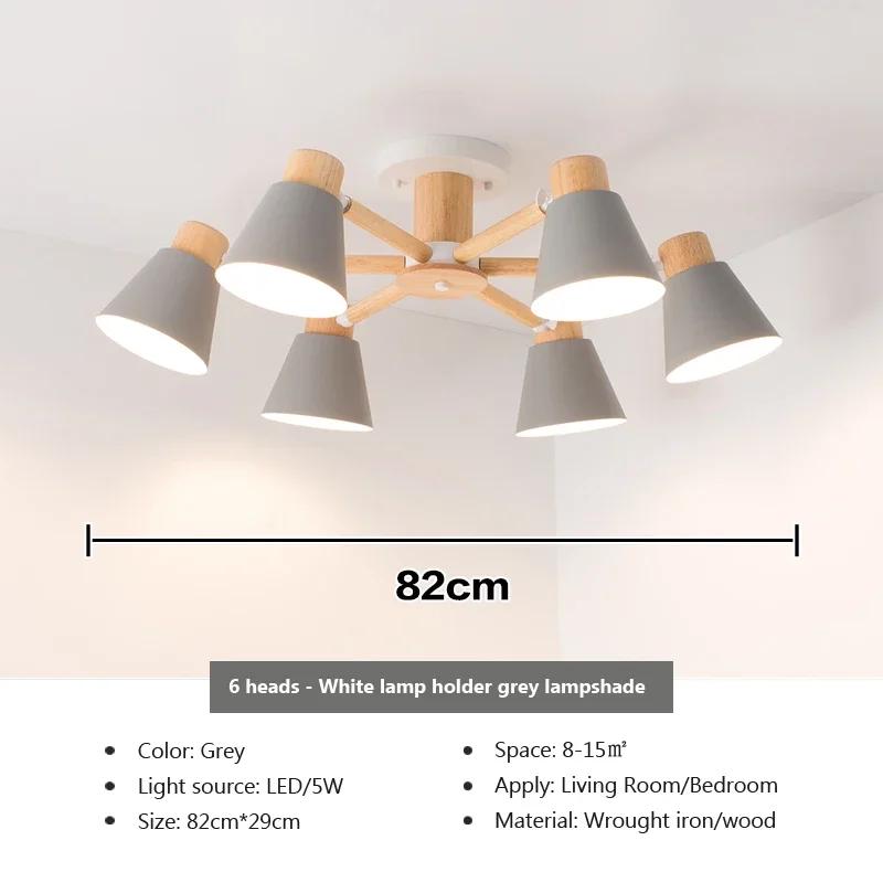 Nordic Chandelier Solid Wood Living Room E27 Bulb Ceiling Lamp For Bedroom Hotel Restaurant Modern Chandelier Lamp Decor Light