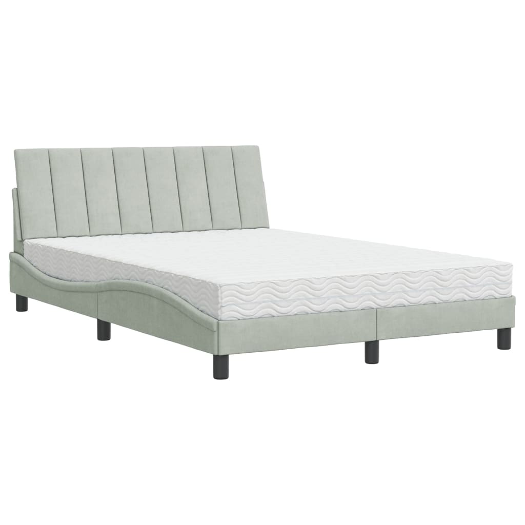 Vidaxl Bett mit Matratze, Hellgrau, 140X200 Cm, Samt