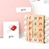 Children's Cube Building Block Wooden Toy Numbers Alphabet Rubik's Cube Learning Cognitive Game Cards English Spelling Words