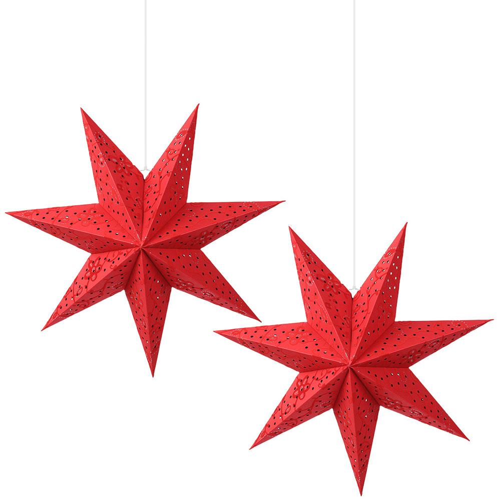 2 шт. Декоративный вырезанный бумажный абажур 3D-подсвечиваемый светодиодный бумажный абажур Подвесной абажур-подвеска Декорация для вечеринки Фонарь красный