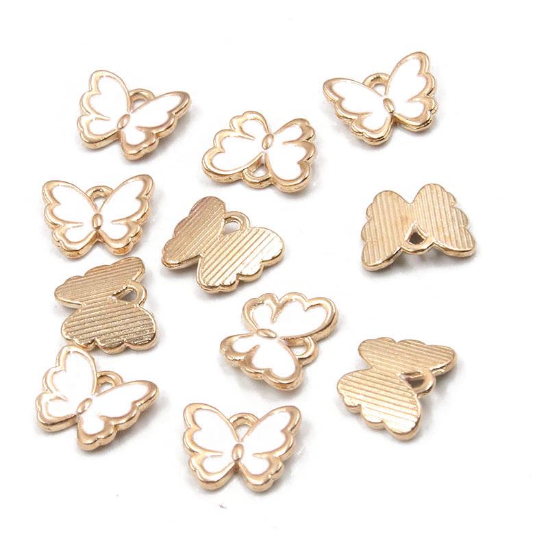 10 Colors 10*13mm KC Gold Enamel Butterfly Charms for Necklaces & Bracelets