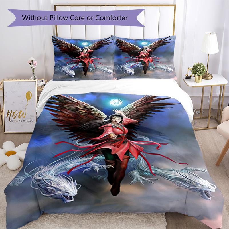 Set Biancheria da Letto Stile Gotico Traspirante Copripiumino con Federe Biancheria da Letto Decorativa per Camera da Letto Decorazione Casa Regalo di Compleanno