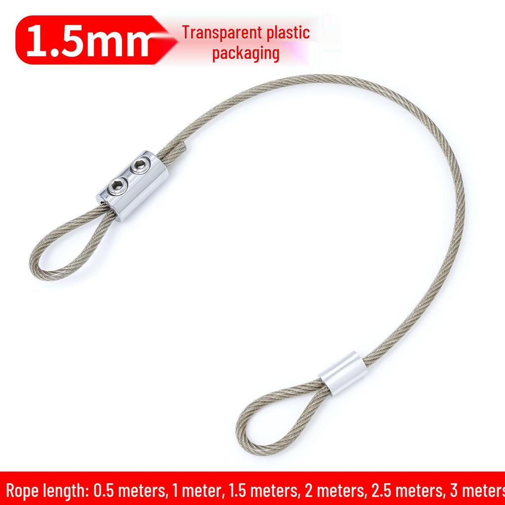 Adjustable Transparent Rubber-Coated Steel Wire Picture Hanging Device with Locking Line and Aluminum Sleeve Safety Rope