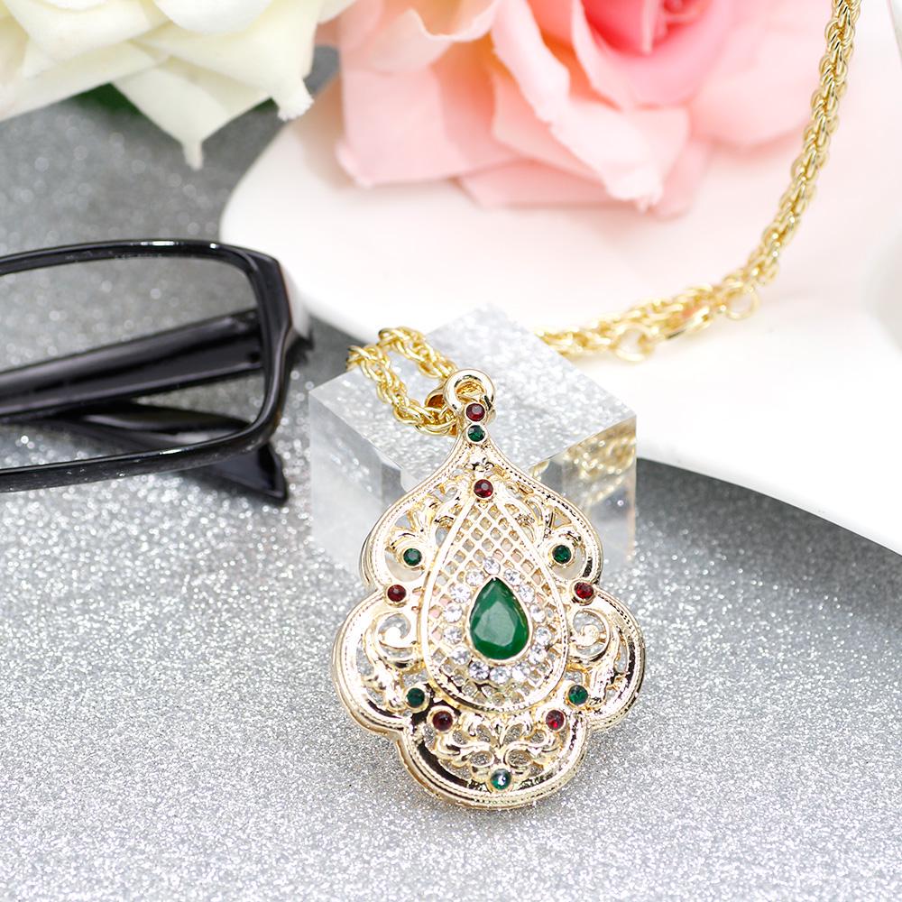 

Длинное ожерелье золотого цвета для женщин, этнический свадебный подарок, металлический цветок, аксессуар зелёный