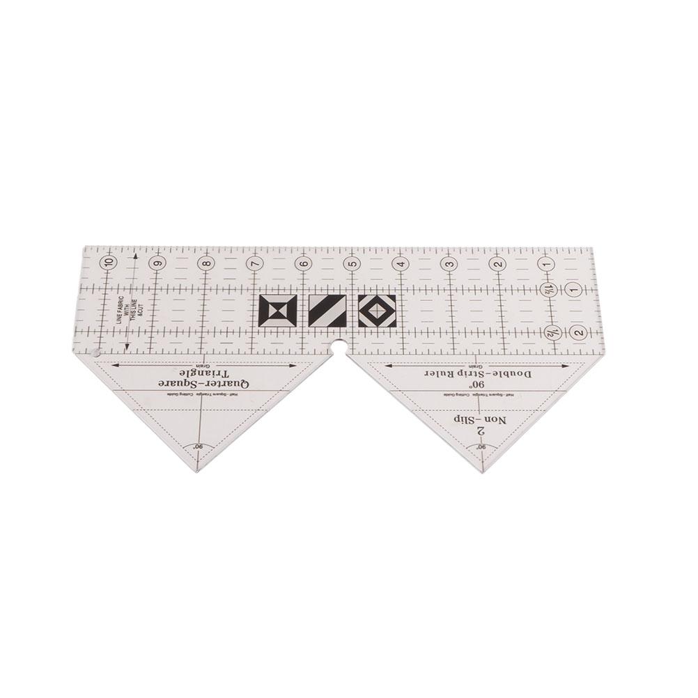 Ruler Grids 45/60/90 Degree Double Strip Ruler Transparent Acrylic Non Slip Quarter Triangle Cutting Guide for Sewing