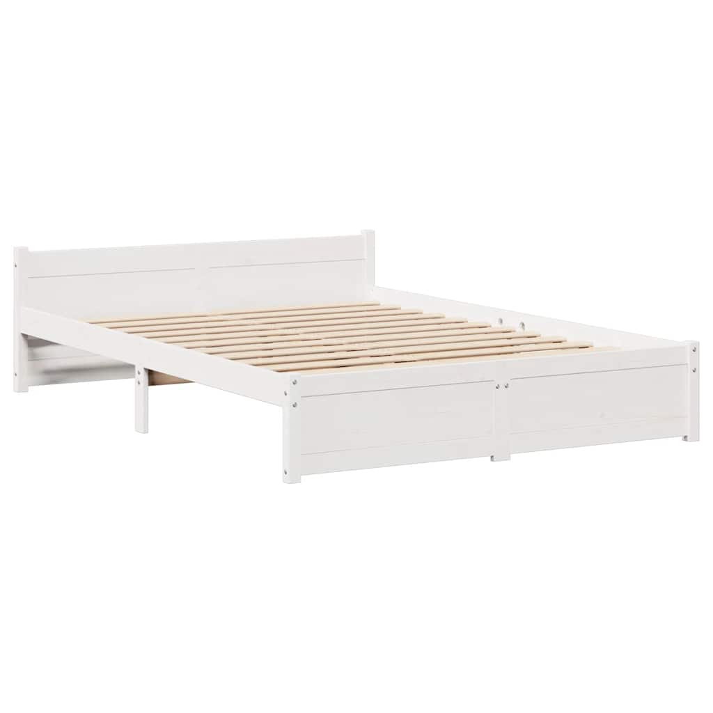 Bed Frame with Headboard Without Mattress White 140 x 200 cm