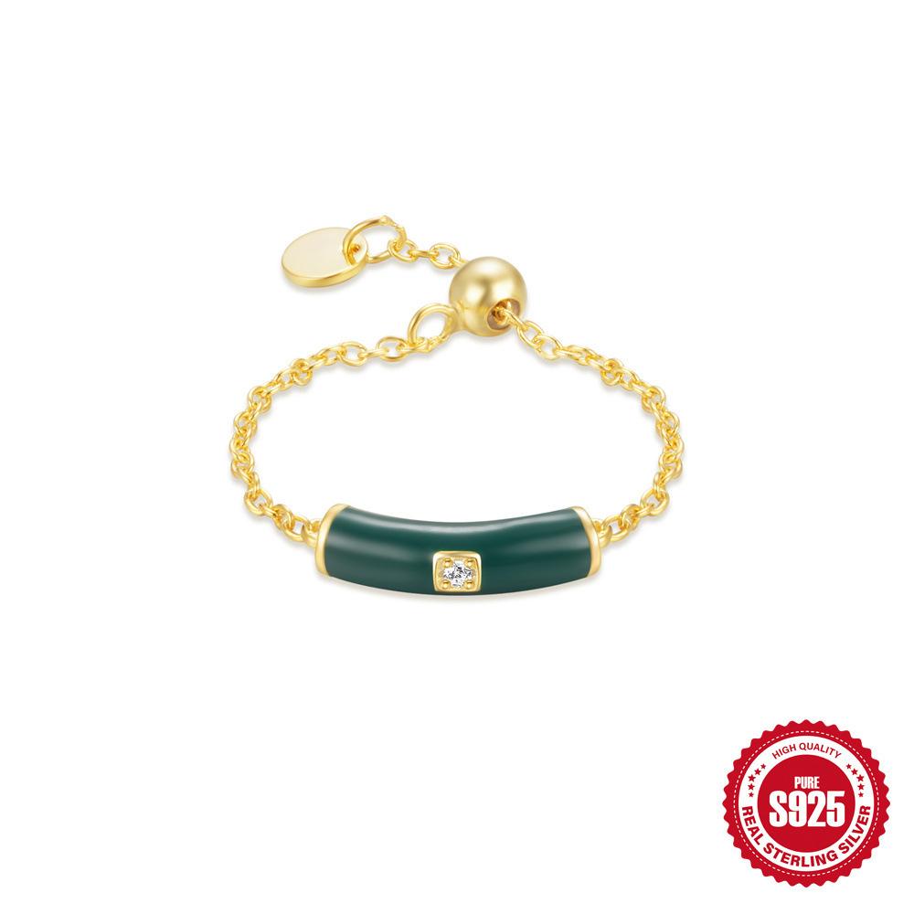 

Летнее кольцо из стерлингового серебра S925 с маленьким золотым слитком в виде капли масла, женское, индивидуальное, расширенный дизайн, регулируемое Opening Adjustable