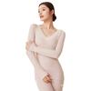Women's V-Neck Wool Thermal Underwear Set – Seamless Slim Fit for Autumn Warmth