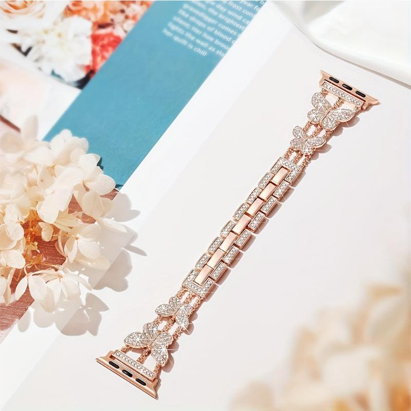 Metal Strap for Apple Watch Series 8 7 6 SE 5 4 3 45mm 44mm 42mm Luxury Butterfly Diamond Bracelet IWatch Ultra 49mm 40mm 38mm