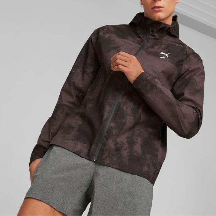Puma Solid Color Logo Print Woven Hooded Jacket Men Outerwear Black 523250-51