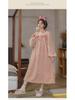 Women's Long Sleeve Fleece Nightdress - Warm, Over-the-Knee, Thick Plus Velvet Flannel, Large Size.