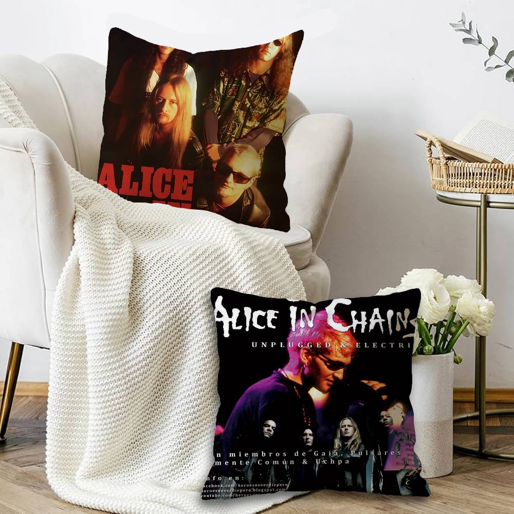 A-Alice in Chains Band Cushion Cover Car Throw Pillow Case For Sofa Car Christmas Gift 40x40cm 45x45cm
