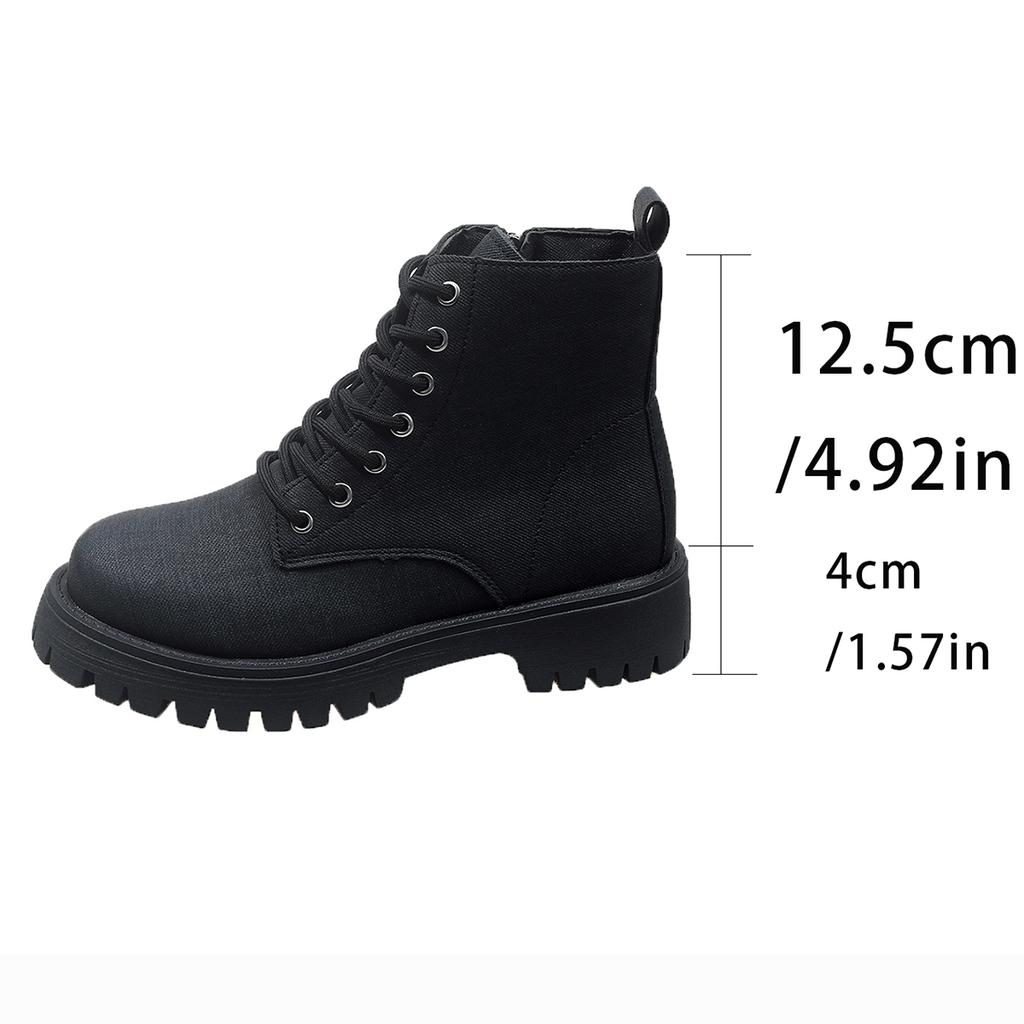 Fashion British Wind Plus Size Thick-soled Short Boots Women Spring and Autumn New Lace Design Solid Color Casual Fashion Boots.