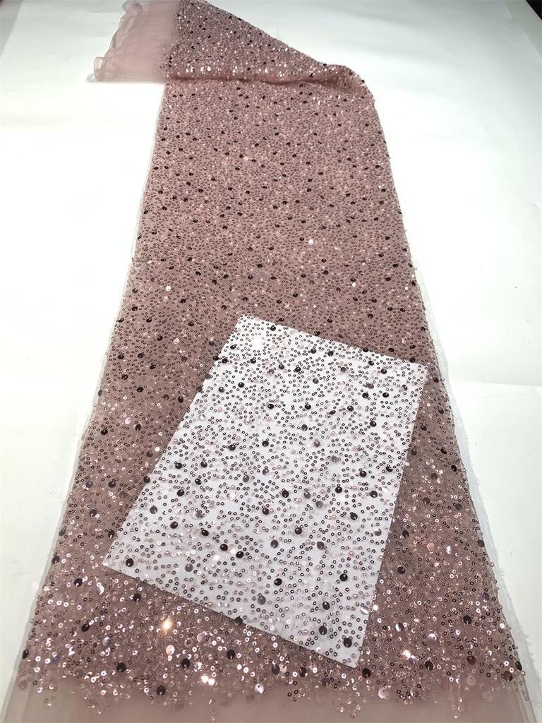 Luxury French Mesh Lace Beads Fabric 2025 High Quality African Nigerian Sequins Lace Lace For Women Wedding Party Dresses Sewing