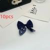 10pcs 10pcs Bow Appliques Pearl Beaded DIY Patches Hair Accessories Ornament Beaded Design Satin Tulle Beaded Bow Patches