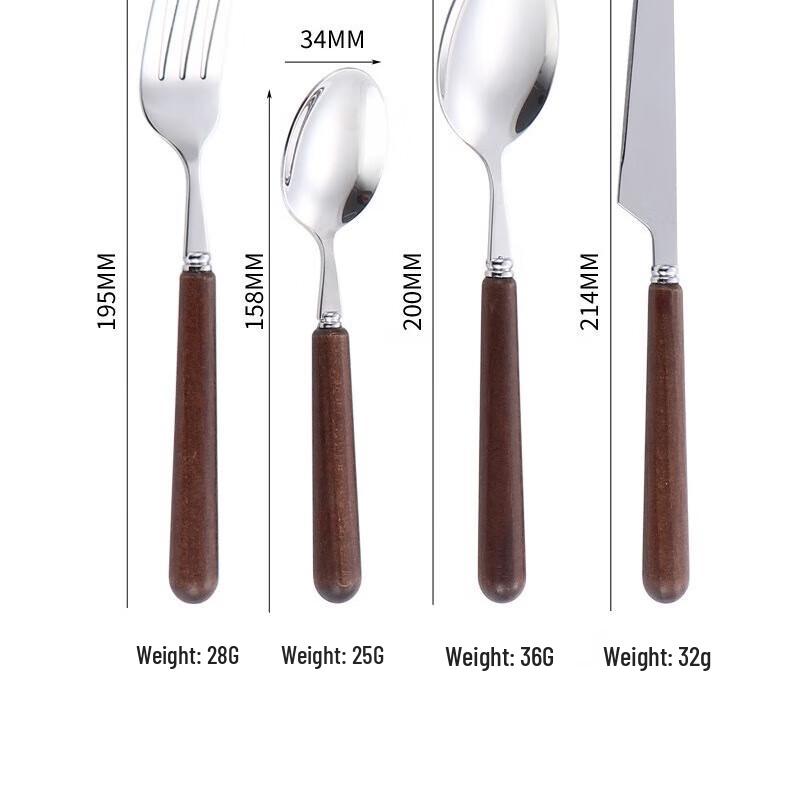 ZISIZ Wood Handle Stainless Steel Cutlery